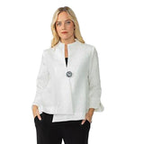 Textured One-Button Asymmetric Jacket in White - 6288J-WT