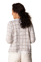 Softly Textured Stamped Cotton Cardigan - 82318