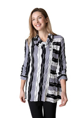 Textured Stripe Drape Neck Tunic - 57423 - Size XS