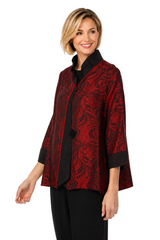 Just In! Elegant Jacquard Swirl Jacket in Red - 2324-RD