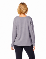 Fleece Floral Art Print Pullover in Fog - 44601 - Size M Only!