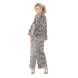 Tiered Chevron Fringe Jacket W/ Tank in Grey - 6966J