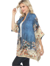 Stunning Floral Design on Indigo Kimono Jacket - 0917EAI