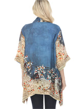 Stunning Floral Design on Indigo Kimono Jacket - 0917EAI