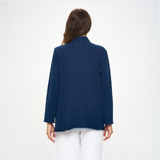 Denim Knit Open Front Cardigan in Indigo - D202