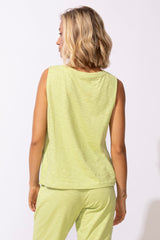 Textured Peruvian Cotton V-Neck Tank - 10014