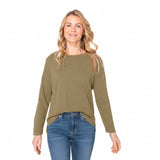 Textured Peruvian Cotton Boxy Tee in Olive - 10025-OLV - Size XS Only