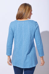 Textured Peruvian Cotton V-Neck Tee - 10031