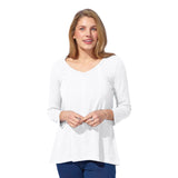 Textured Peruvian Cotton V-Neck Tee - 10031