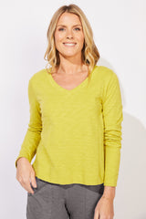 Textured Peruvian Cotton Soft V Neck Tee - 10037