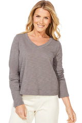 Textured Peruvian Cotton Soft V Neck Tee - 10037