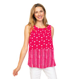 Playful Print Side-Button Tank in Rose - 33201-RS - Size XL Only!