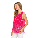 Playful Print Side-Button Tank in Rose - 33201-RS - Size XL Only!
