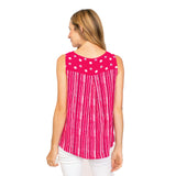 Playful Print Side-Button Tank in Rose - 33201-RS - Size XL Only!