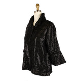 Sequin Striped Short Jacket in Black - 4929