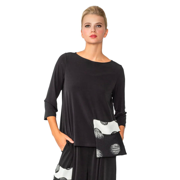 IC Collection Top with Accent Pocket in Black - 4866T
