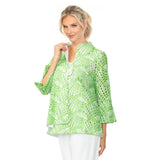 Eyelet Embroidered Asymmetric Jacket in Lime - 6842J-GRN - Size S Only!