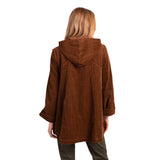 Corduroy Button Front Hooded Jacket in Chocolate - 45123-CHOC - Size XL Only!