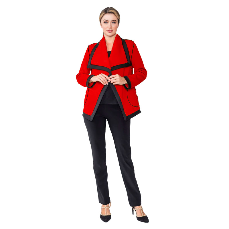 IC Collection Techno Knit Jacket w/ Contrast Trim in Red - 4939J-RD - Sizes S & M Only!