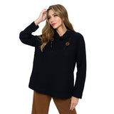 Drape-Neck Waffle Tunic Top in Black - FW139-BK