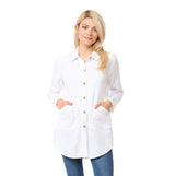 Long Waffle Shirt/Jacket in White - LW110-WHT
