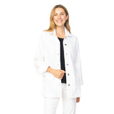 Long Stretch Denim Boyfriend Jacket in White - 11110-WT - Size XS