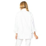 Long Stretch Denim Boyfriend Jacket in White - 11110-WT - Size XS