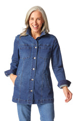 Long Stretch Denim Boyfriend Jean Jacket - 11410