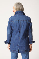 Long Stretch Denim Boyfriend Jean Jacket - 11410