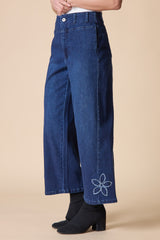 Stretch Denim Tossed Flower Jean - 11464