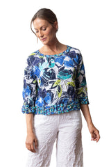 Crinkled Modern Floral Audrey Pullover- 116384 - Size M