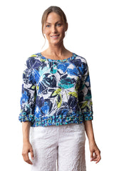 Crinkled Modern Floral Audrey Pullover- 116384 - Size M