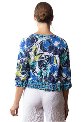Crinkled Modern Floral Audrey Pullover- 116384 - Size M