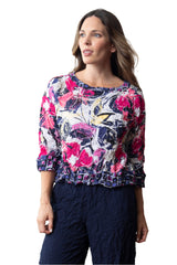 Crinkled Modern Floral Audrey Pullover- 116384 - Size M