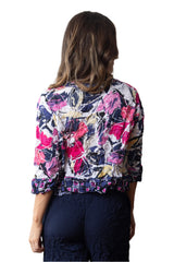 Crinkled Modern Floral Audrey Pullover- 116384 - Size M