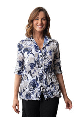 Crimped Crepe Floral Casey Tunic Shirt - 116385 - Size M Only!