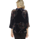 Citron Japanese Art Design Velvet Blouse - 1213AJA - Size 1X Only!