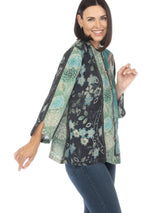 Exquisite Crane-Print Floral Silk-Blend Blouse - 1213CBF