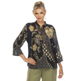 Japanese Art Inspired Floral Blouse - 1213JK