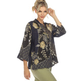 Japanese Art Inspired Floral Blouse - 1213JK