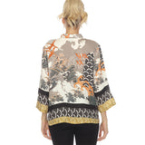 Seaside Cranes and Wave Print Blouse in Multi - 1213WAC