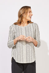 Canyon Stripe High Lo Seamed Tee - 12243