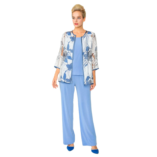 IC Collection Sheer Floral Jacket in Blue - 4841J-BLU