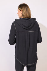Buttery Rib Knit Hoodie - 13211