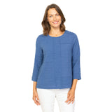 Pucker Weave Solid Seam Pullover - 23711 Lake M
