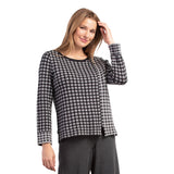 Two-Tone Geometric Soft Knit Pullover - 83610-BLK - Size S Only!