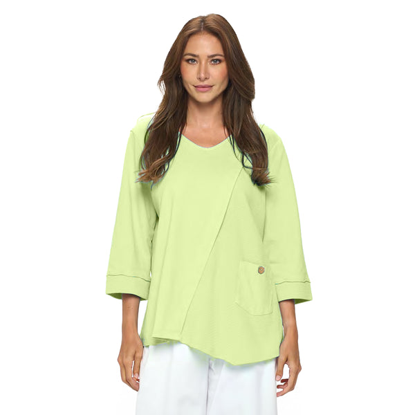 Focus Soft Knit Tunic with Waffle Contrast in Key Lime - C2004-KEY