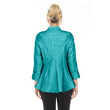 Textured Jacquard Fit & Flare Jacket in Teal- 6293J-TL