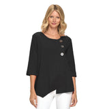 Asymmetric Cotton Tunic in Black - CG102-BLK