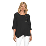 Asymmetric Cotton Tunic in Black - CG102-BLK